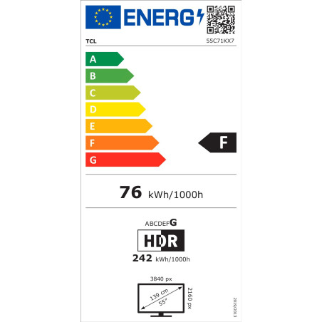 TCL 55C71K eco label
