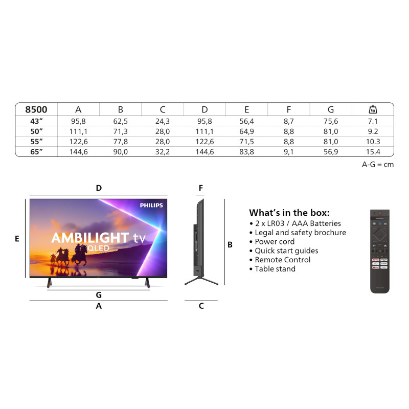 Philips 55PUS8500/12 TV 139,7 cm (55") 4K Ultra HD Smart TV Wifi Noir