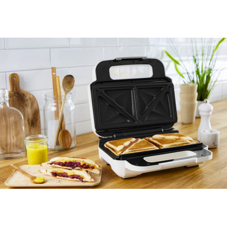 Tefal Snack XL SW7011 gaufrier et appareil à croque-monsieur 850 W Blanc, Acier inoxydable