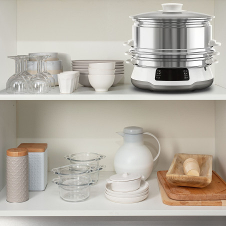 Tefal Convenient Series Deluxe VC502D cuiseur vapeur 3 Nombre de paniers Comptoir 900 W Acier inoxydable, Blanc