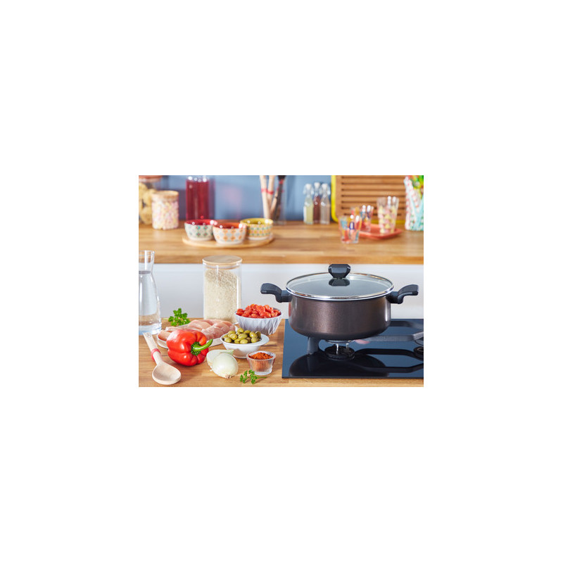 Tefal Easy Cook & Clean B5544602 steelpan Rond Zwart, Bruin
