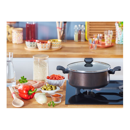 Tefal Easy Cook & Clean B5544602 steelpan Rond Zwart, Bruin