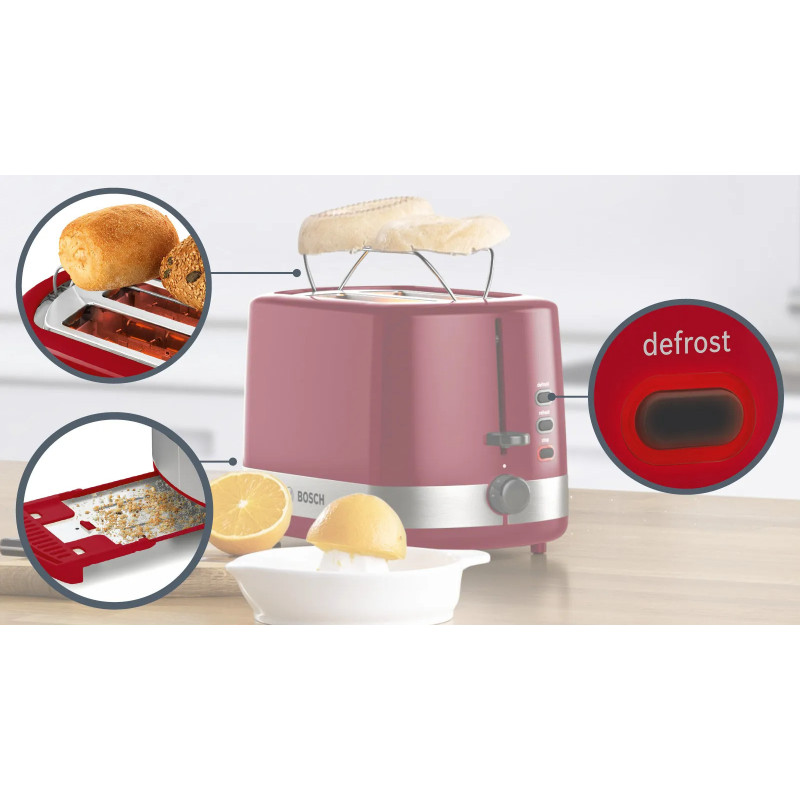 Bosch TAT6A514 broodrooster 2 snede(n) 800 W Rood