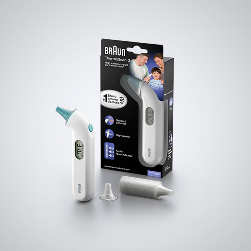 Braun ThermoScan 3 Contact Blanc Oreille