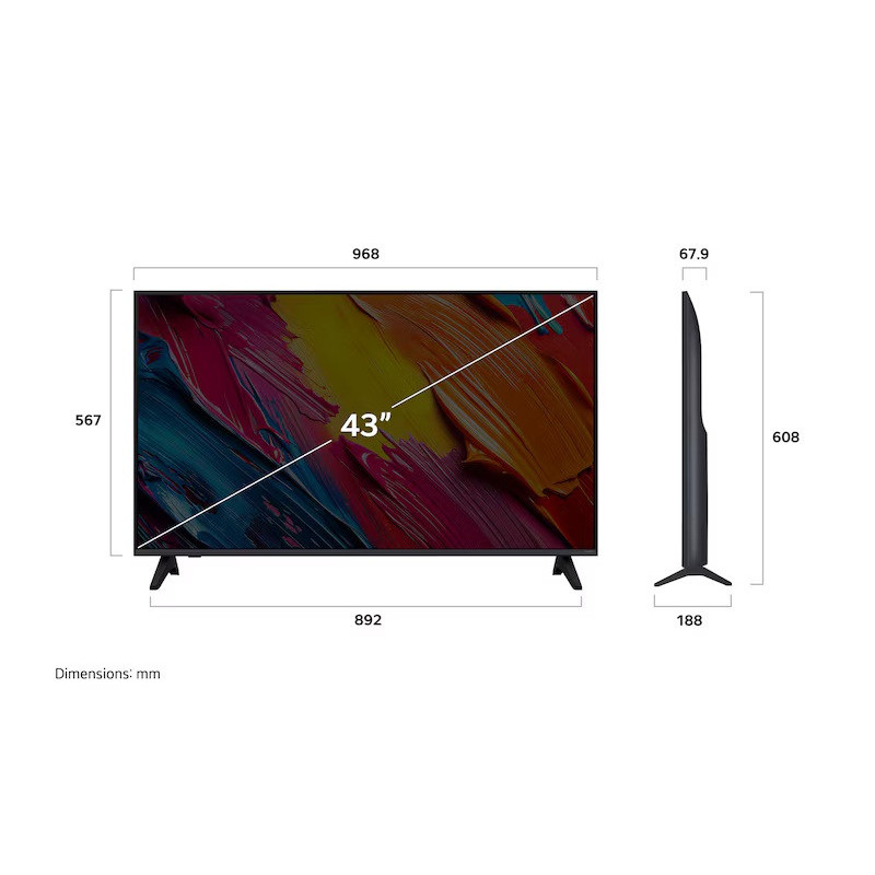 LG 43QNED70A6A afmetingen