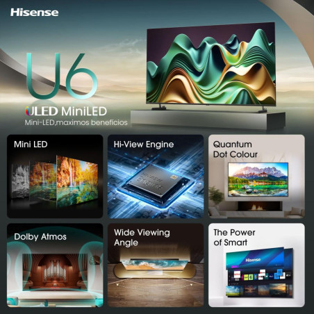 Hisense 55U6NQ 139,7 cm (55") 4K Ultra HD Smart TV Wifi Gris 600 cd/m²