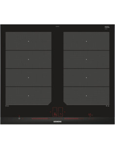 Siemens EX675LXC1E plaque Noir, Acier inoxydable Intégré (placement) Plaque avec zone à induction 4 zone(s)