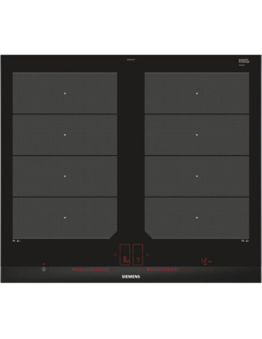 Siemens EX675LXC1E plaque Noir, Acier inoxydable Intégré (placement) Plaque avec zone à induction 4 zone(s)