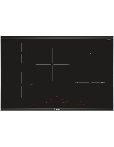 Bosch Serie 8 PIV875DC1E plaque Noir, Acier inoxydable Intégré (placement) Plaque avec zone à induction 5 zone(s)