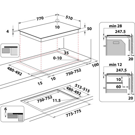 Whirlpool WL B2977 NE Zwart Ingebouwd 77 cm Inductiekookplaat zones 4 zone(s)