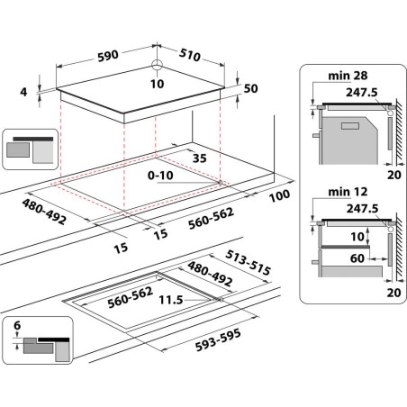 Whirlpool WS Q4860 NE Noir Intégré 60 cm Plaque avec zone à induction 4 zone(s)