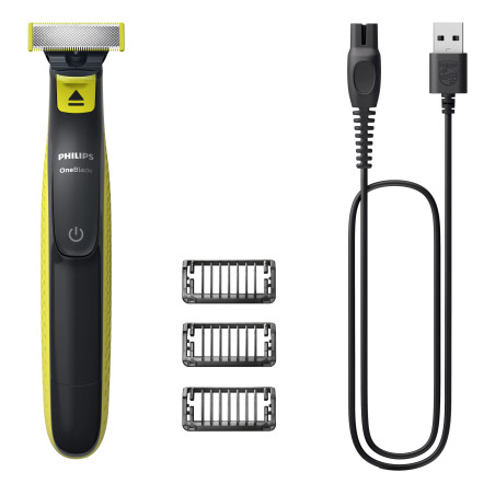 Philips Norelco OneBlade QP2724/10 rasoir pour homme Rasoir à grille Tondeuse Gris, Citron vert