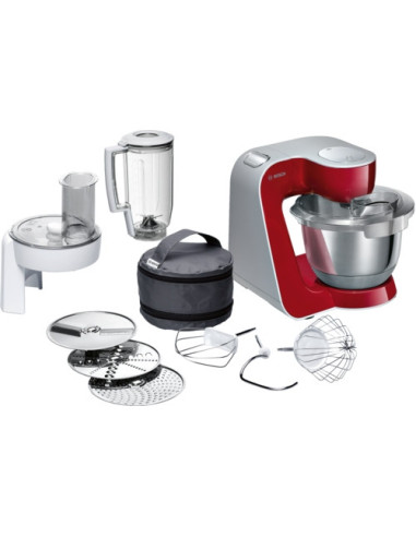 Bosch MUM58720 robot de cuisine 1000 W 3,9 L Gris, Rouge, Acier inoxydable