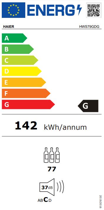 Haier HWS79GDG 5 Cave à vin cm. 50 - 77 bouteilles - noir